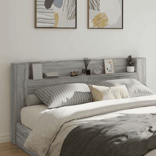 vidaXL Armário de cabeceira c luzes LED 220x16,5x103,5cm cinza sonoma vidaXL Armário de cabeceira c luzes LED 220x16,5x103,5cm cinza sonoma