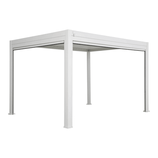 Pérgula bioclimática 3x4m + toldo de 3m + toldo de 4m, Triomphe 3x4m + acessórios, Branco, 400x300x250 cm