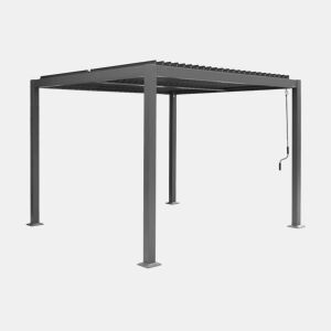 Pérgola bioclimática 3x3m com persiana, alumínio e aço com lâminas ajustáveis, Palace 3x3m, Antracite, 292x292x231 cm