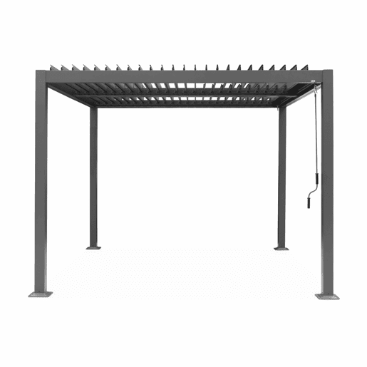 Pérgola bioclimática 3x3m com persiana, alumínio e aço com lâminas ajustáveis, Palace 3x3m, Antracite, 292x292x231 cm