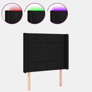 vidaXL Cabeceira de cama c luzes LED tecido 103x16x118128 cm preto