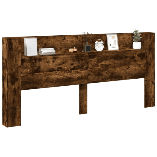 vidaXL Armário cabeceira c luzes LED 220x16,5x103,5cm carvalho fumado