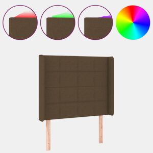 vidaXL Cabeceira de cama c luzes LED tecido 93x16x118128 cm castanho