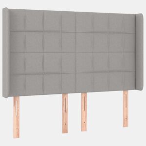 vidaXL Cabeceira cama c abas tecido 147x16x118128 cm cinzento-claro