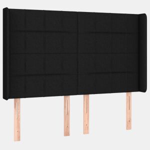 vidaXL Cabeceira de cama c abas tecido 147x16x118128 cm preto