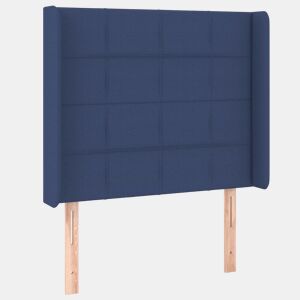vidaXL Cabeceira de cama c abas tecido 103x16x118128 cm azul