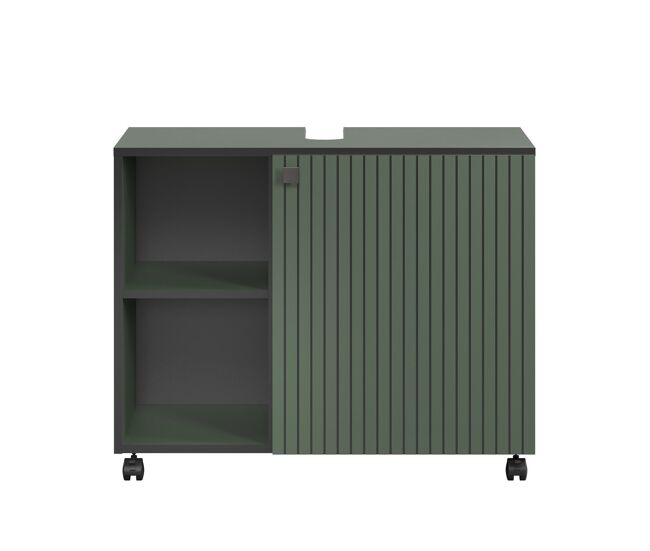Mueble bajo lavabo con ruedas 1 puerta y 2 nichos l80 cm - purebliss
