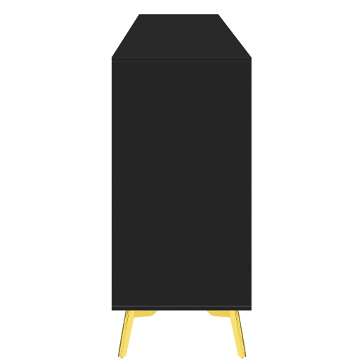 Aparador moderno - 2 portas de vidro com 4 gavetas e prateleiras reguláveis - Preto