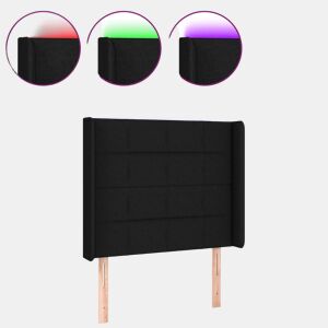 vidaXL Cabeceira de cama c luzes LED tecido 93x16x118128 cm preto