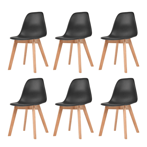 vidaXL Cadeiras de jantar 6 pcs plástico preto vidaXL Cadeiras de jantar 6 pcs plástico preto