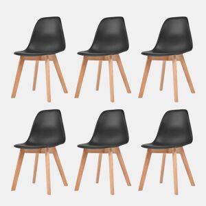 vidaXL Cadeiras de jantar 6 pcs plástico preto