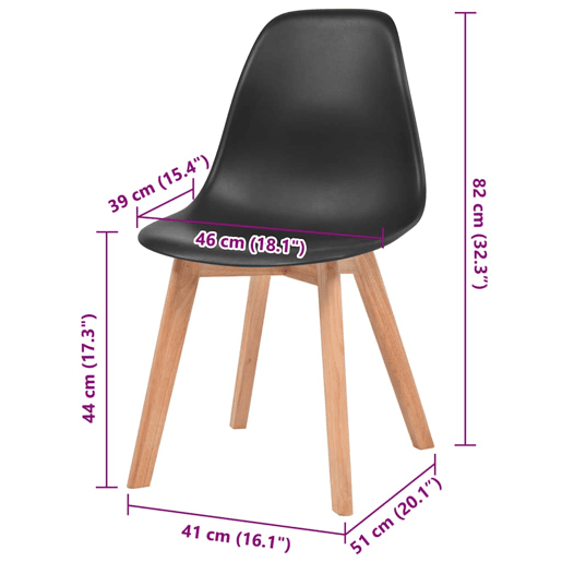 vidaXL Cadeiras de jantar 6 pcs plástico preto vidaXL Cadeiras de jantar 6 pcs plástico preto