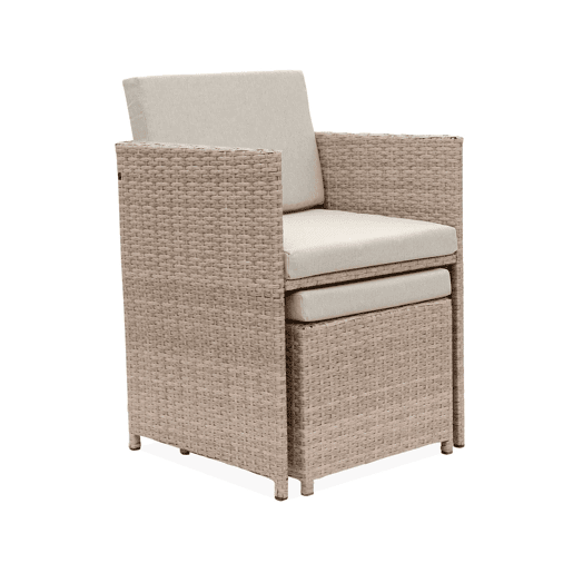 Mesa de jardim embutida em resina, 10 cadeirões, Vabo 10, Beige, 110x168x73 cm