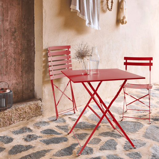 Mesa de jardim bistrô dobrável em metal 2 cadeiras Terra Cotta 70x70x71 cm