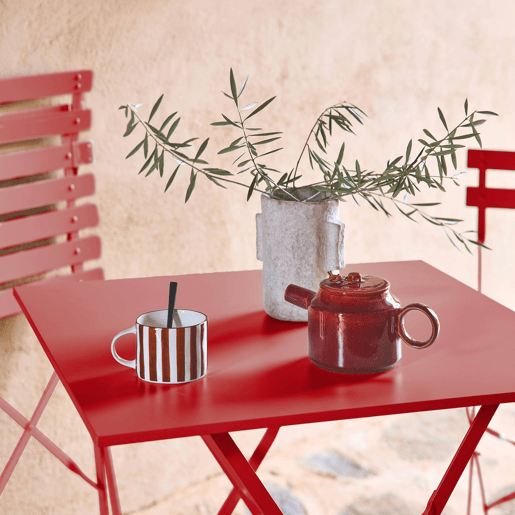 Mesa de jardim bistrô dobrável em metal 2 cadeiras Terra Cotta 70x70x71 cm