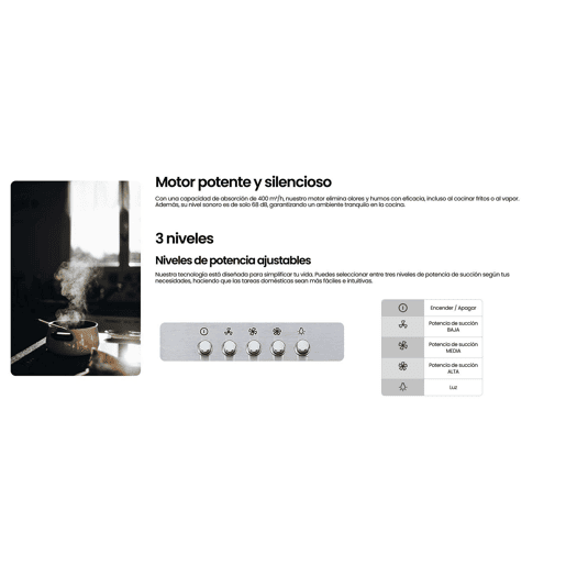 INFINITON Exaustor de parede CMPT-TSH9B63X, 400 m3h, T-Invertido, Largura 90 cm, B, Inox