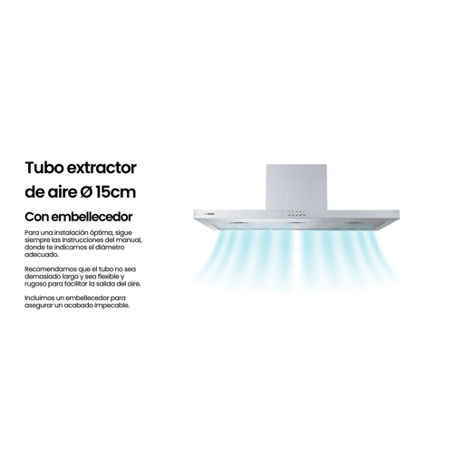 INFINITON Exaustor de parede CMPT-TSH9B63X, 400 m3h, T-Invertido, Largura 90 cm, B, Inox