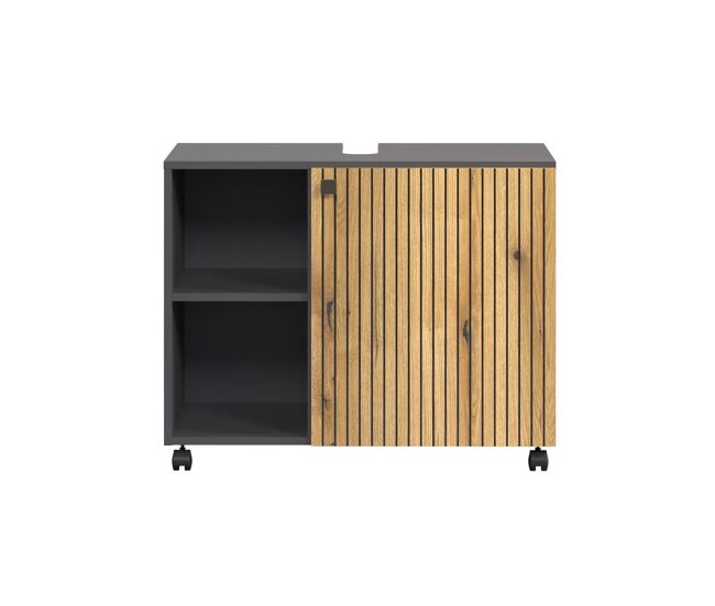 Mueble bajo lavabo con ruedas 1 puerta y 2 nichos l80 cm - purebliss