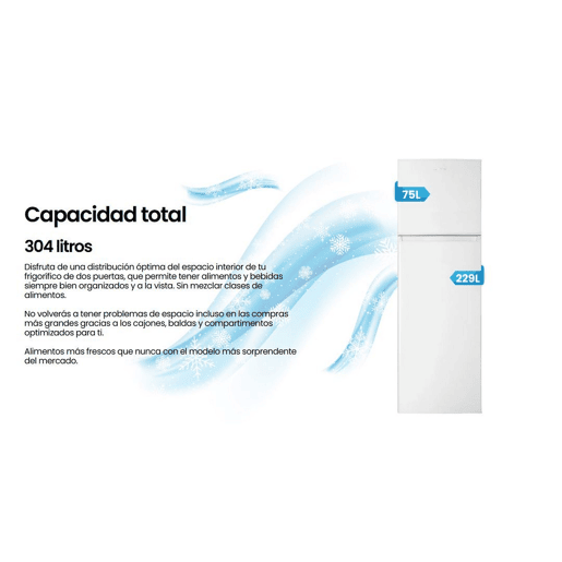 Frigorífico de duas portas INFINITON FG-300D72WEP, 304 l, 172 cm, Cíclico, E, Branco