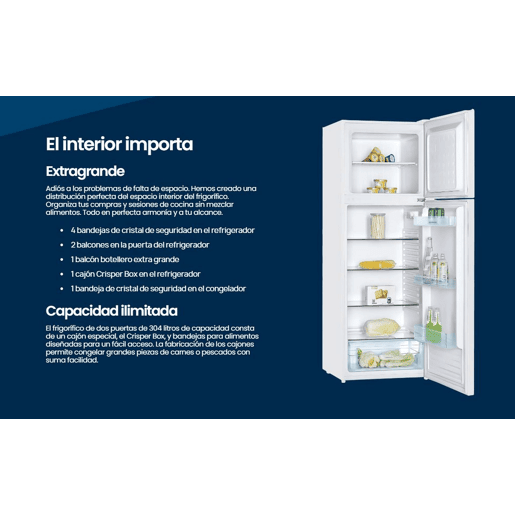 Frigorífico de duas portas INFINITON FG-300D72WEP, 304 l, 172 cm, Cíclico, E, Branco