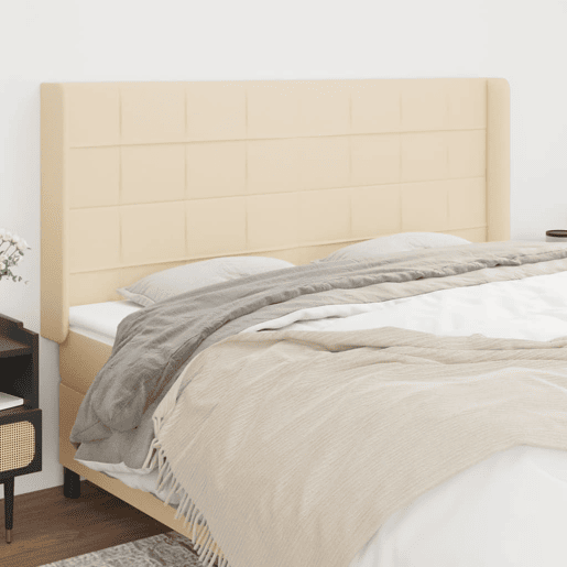 vidaXL Cabeceira de cama c abas tecido 163x16x118128 cm cor crème