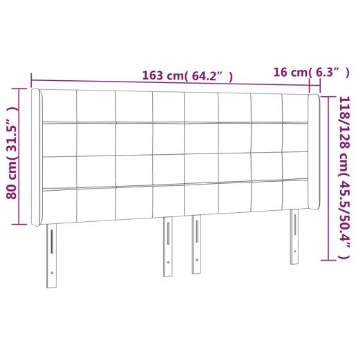vidaXL Cabeceira de cama c abas tecido 163x16x118128 cm cor crème