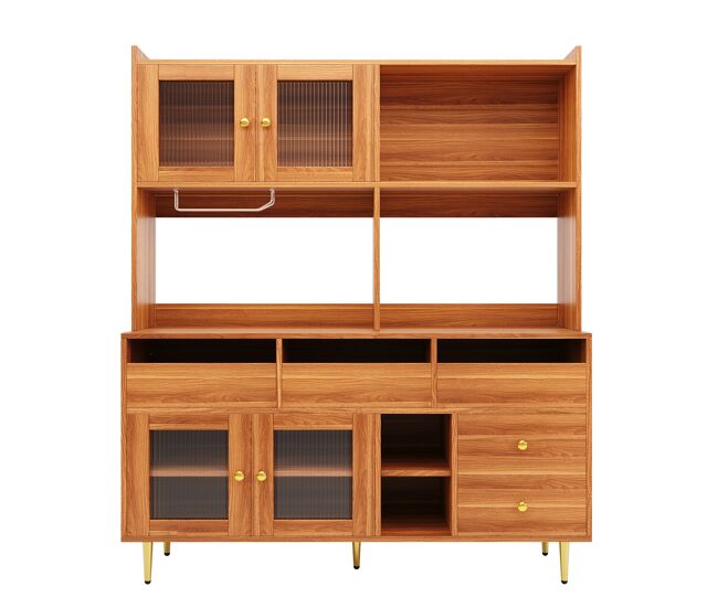 Aparador alto moderno - mdf - almacenamiento de varios niveles - marrón