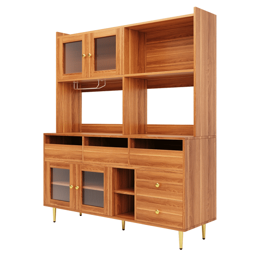 Aparador alto moderno - MDF - arrumação em vários níveis - Castanho