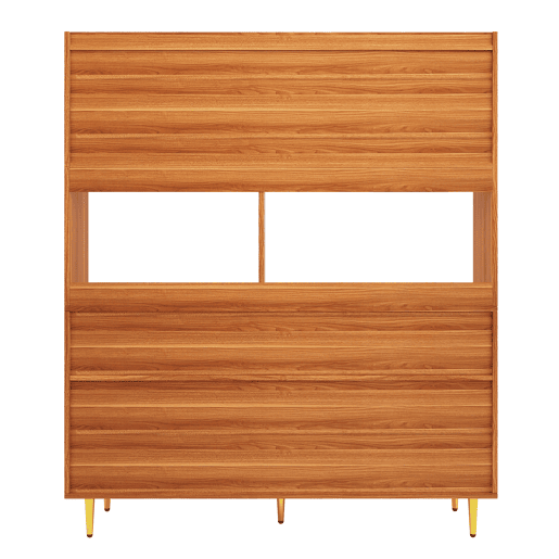Aparador alto moderno - MDF - arrumação em vários níveis - Castanho
