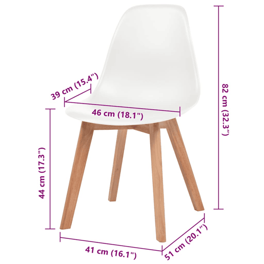 vidaXL Cadeiras de jantar 4 pcs plástico branco vidaXL Cadeiras de jantar 4 pcs plástico branco