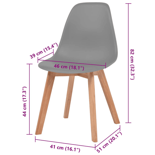 vidaXL Cadeiras de jantar 2 pcs plástico cinzento vidaXL Cadeiras de jantar 2 pcs plástico cinzento