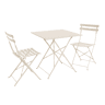 Mesa de jardim bistrô dobrável em metal, 2 cadeiras, Emilia, Beige, 70x70x71 cm