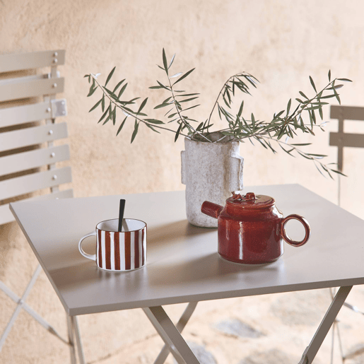 Mesa de jardim bistrô dobrável em metal, 2 cadeiras, Emilia, Beige, 70x70x71 cm Mesa de jardim bistrô dobrável em metal, 2 cadeiras, Emilia, Beige, 70x70x71 cm