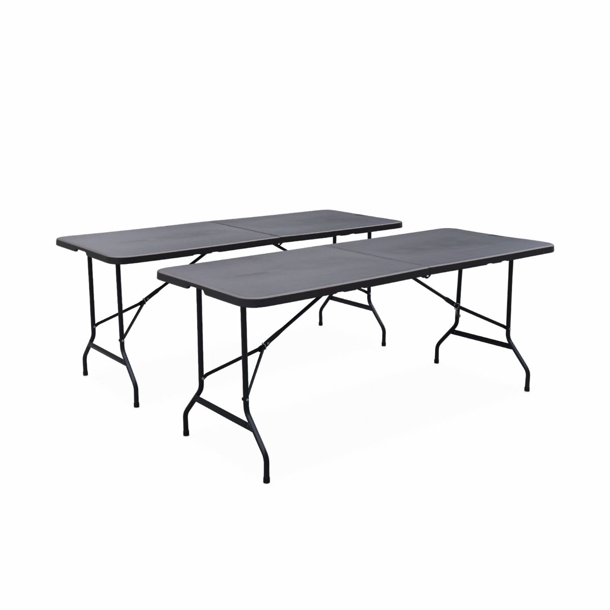 Mesas plegables portátiles para eventos, set de 2 gris oscuro - 180x69.5x73.5 cm
