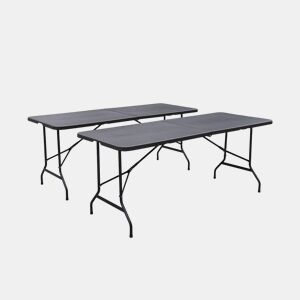 Mesas de recepção em plástico dobrável, set de 2, Fiesta 180cm, Cinza escuro, 180x69.5x73.5 cm