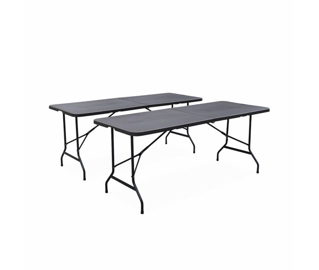Mesas plegables portátiles para eventos, set de 2 gris oscuro - 180x69.5x73.5 cm