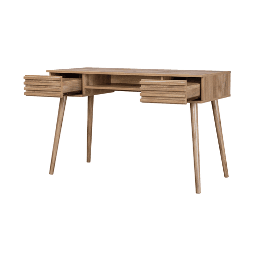 Escrivaninha efeito madeira 2 gavetas, Madere, Natural, 120x55x76.5 cm