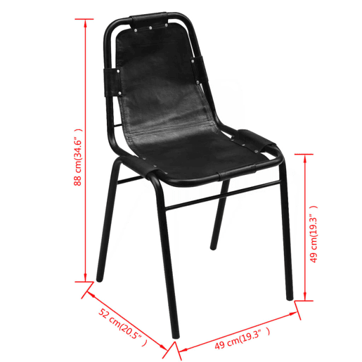 vidaXL Cadeiras de jantar 2 pcs couro genuíno preto