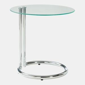 Mesa de apoio Ylivieska redonda vidrometal 46xØ45 cm - Transparente en.casa