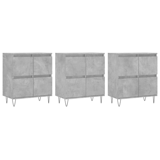 vidaXL Aparadores 3 pcs derivados de madeira cinzento cimento vidaXL Aparadores 3 pcs derivados de madeira cinzento cimento