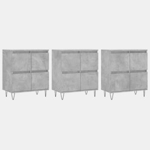 vidaXL Aparadores 3 pcs derivados de madeira cinzento cimento