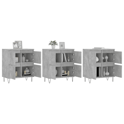vidaXL Aparadores 3 pcs derivados de madeira cinzento cimento vidaXL Aparadores 3 pcs derivados de madeira cinzento cimento