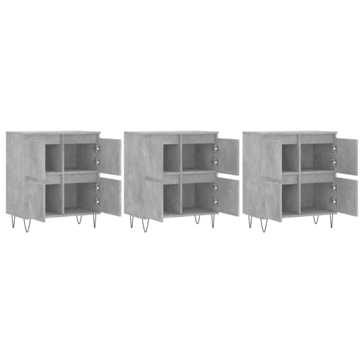 vidaXL Aparadores 3 pcs derivados de madeira cinzento cimento vidaXL Aparadores 3 pcs derivados de madeira cinzento cimento