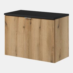 Móvel de casa de banho suspenso Newport com 2 portas 80x60x40 cm - Efeito carvalhopreto en.casa