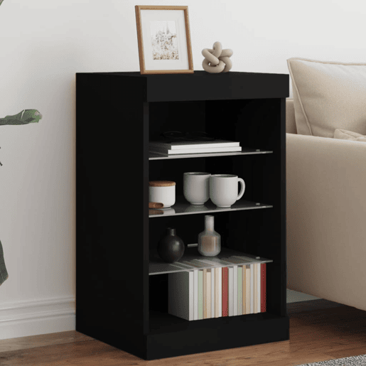 vidaXL Aparador com luzes LED 41x37x67 cm preto