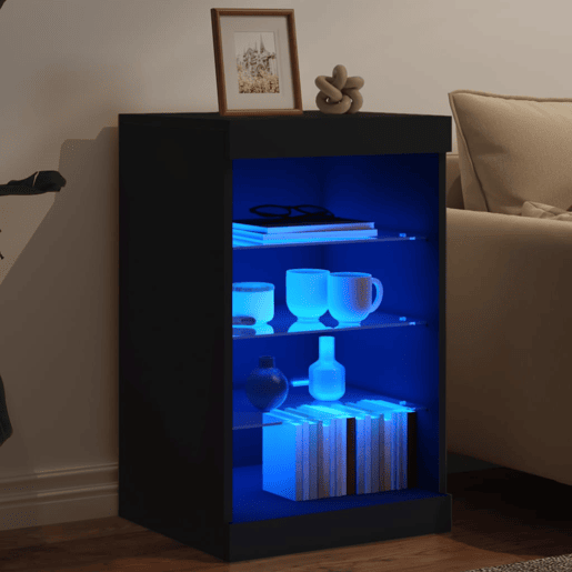 vidaXL Aparador com luzes LED 41x37x67 cm preto
