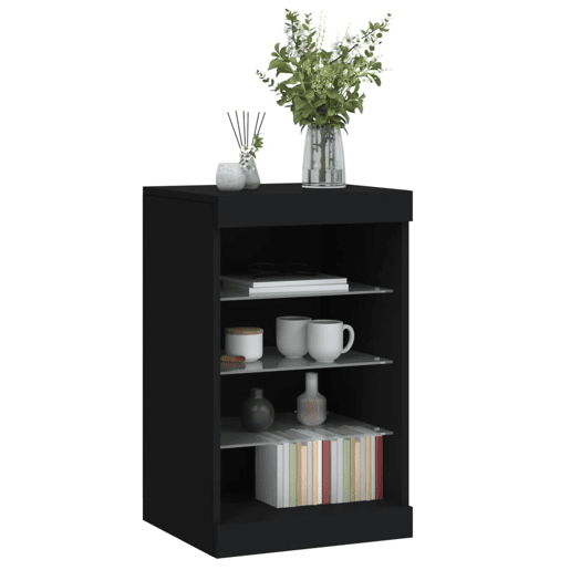 vidaXL Aparador com luzes LED 41x37x67 cm preto