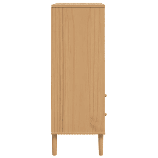 vidaXL Móvel alto SENJA aspeto vime 90x40x112 cm pinho maciço castanho