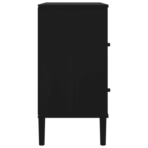 vidaXL Aparador SENJA aspeto de vime 80x40x80 cm pinho maciço preto