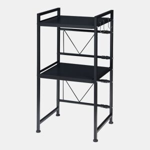 Suporte para micro-ondas Sorsele com 2 prateleiras metálicas 79x40-63x32cm - Preto en.casa